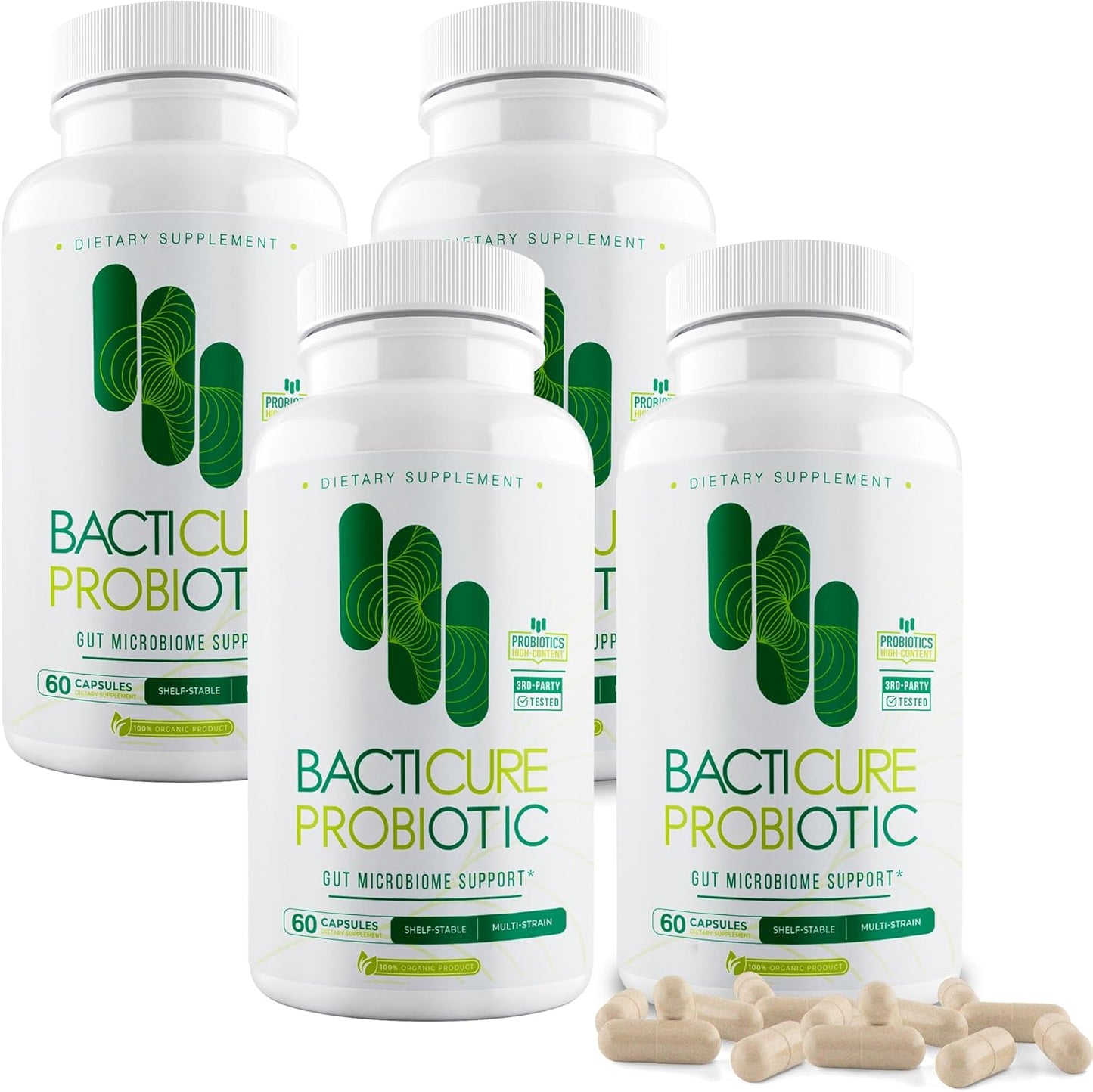 Bacticure Bacterium Plus High CFU Formula (240 Caps) for Digestive & Vaginal Health - Probiotics for Men & Women - Prebiotics, Digestive Enzymes, Immune Support & Colon Cleanse