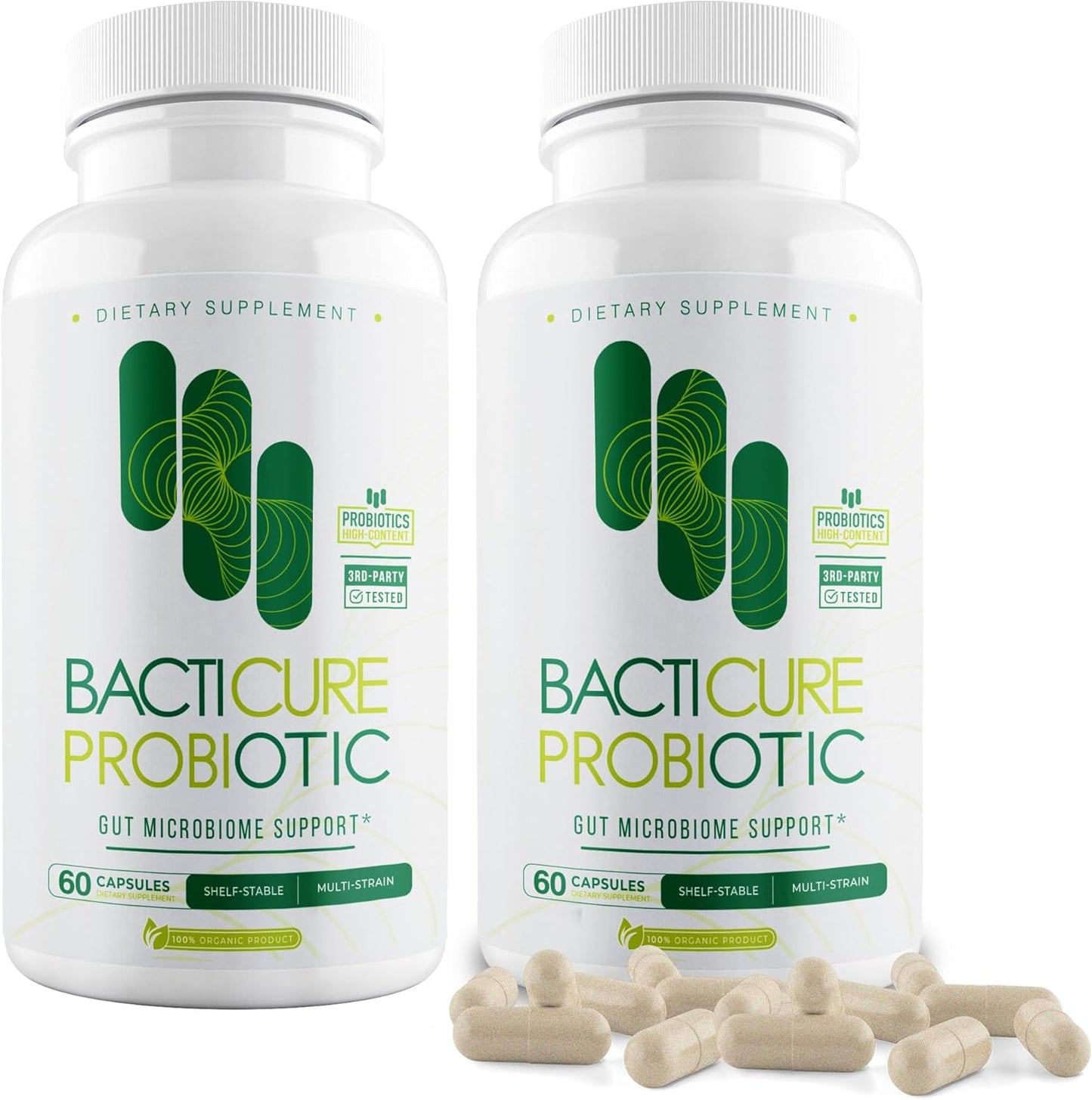 Bacticure High CFU Probiotic Capsules for Digestive & Vaginal Health - 120 Capsules, Women & Men, Prebiotics, Enzymes & Immune Support
