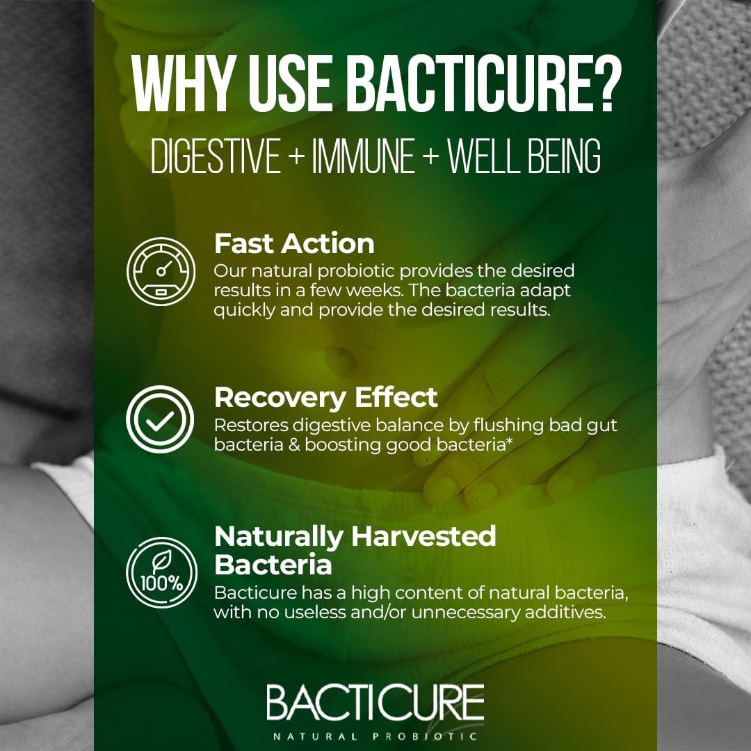 Bacticure High CFU Probiotic Capsules for Digestive & Vaginal Health - 120 Capsules, Women & Men, Prebiotics, Enzymes & Immune Support
