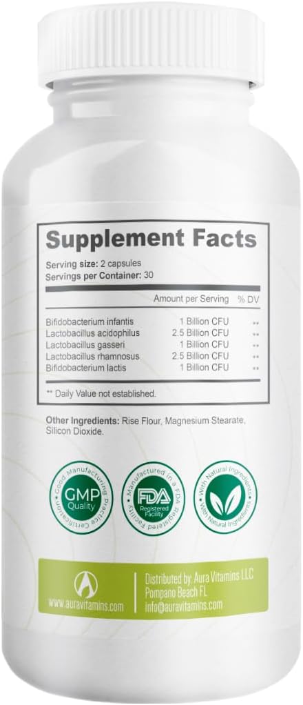 Bacticure High CFU Probiotic Capsules for Digestive & Vaginal Health - 120 Capsules, Women & Men, Prebiotics, Enzymes & Immune Support