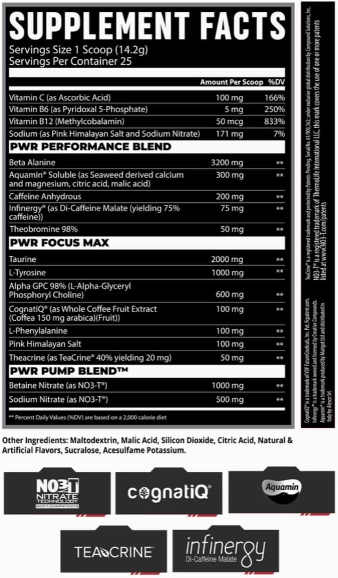 Balanced Energy Pre-Workout Supplement with L-Tyrosine, Alpha GPC, Theacrine, CognatiQ, and Beta-Alanine - Boost Workout Performance and Focus - Space Kandy Formula