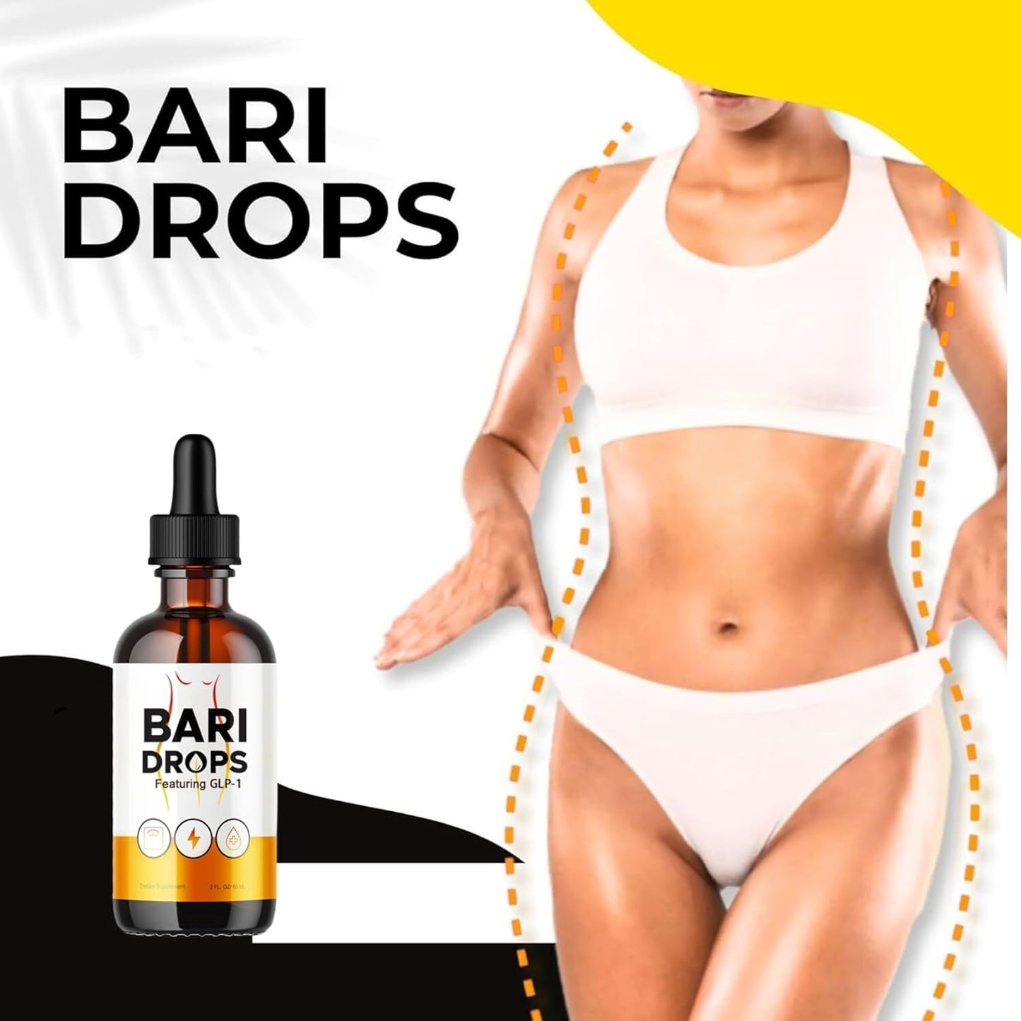 Bari Drop Liquid Supplement 2 Pack - GLP-1 Bari Drops for Slimming Formula - 2 Fl Oz Bottle