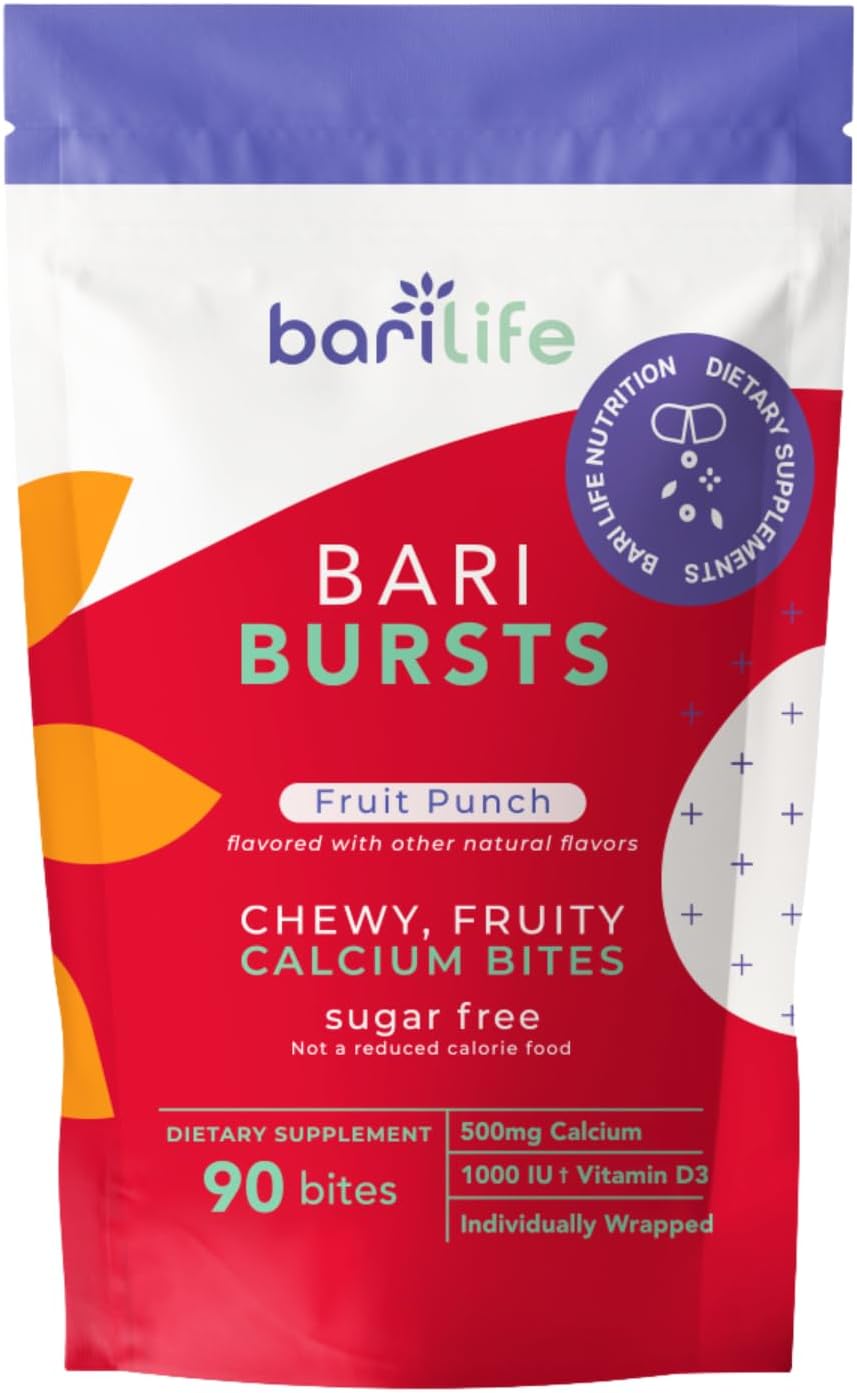 Bari Life One-A-Day Bariatric Multivitamin with Iron + BariBurst Calcium Citrate Soft Chews (Fruit Punch) - 30 Tablets for Slimming Formula Surgery