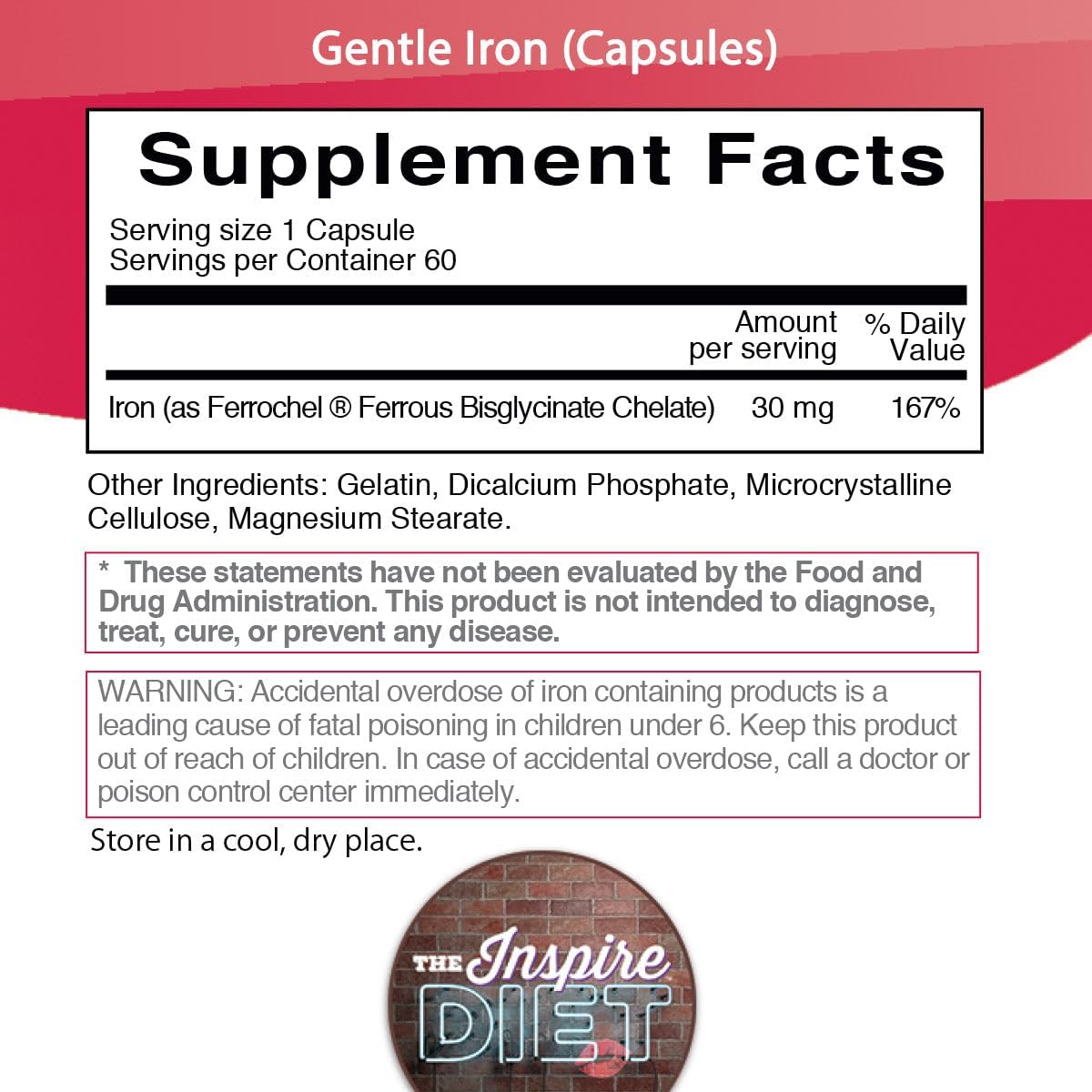 Bariatric Eating Journey 30mg Ferrochel Iron Capsules - Gentle Chelated Formula (60 Count)
