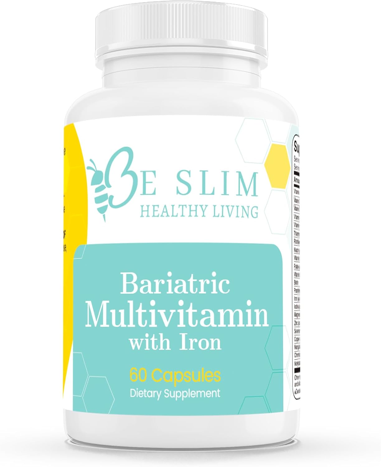 Bariatric Multivitamin with Iron - 22.5mg Iron, 60 Capsules - ASMBS Compliant - Ideal for Bariatric Patients - Daily Supplement for Healthy Living