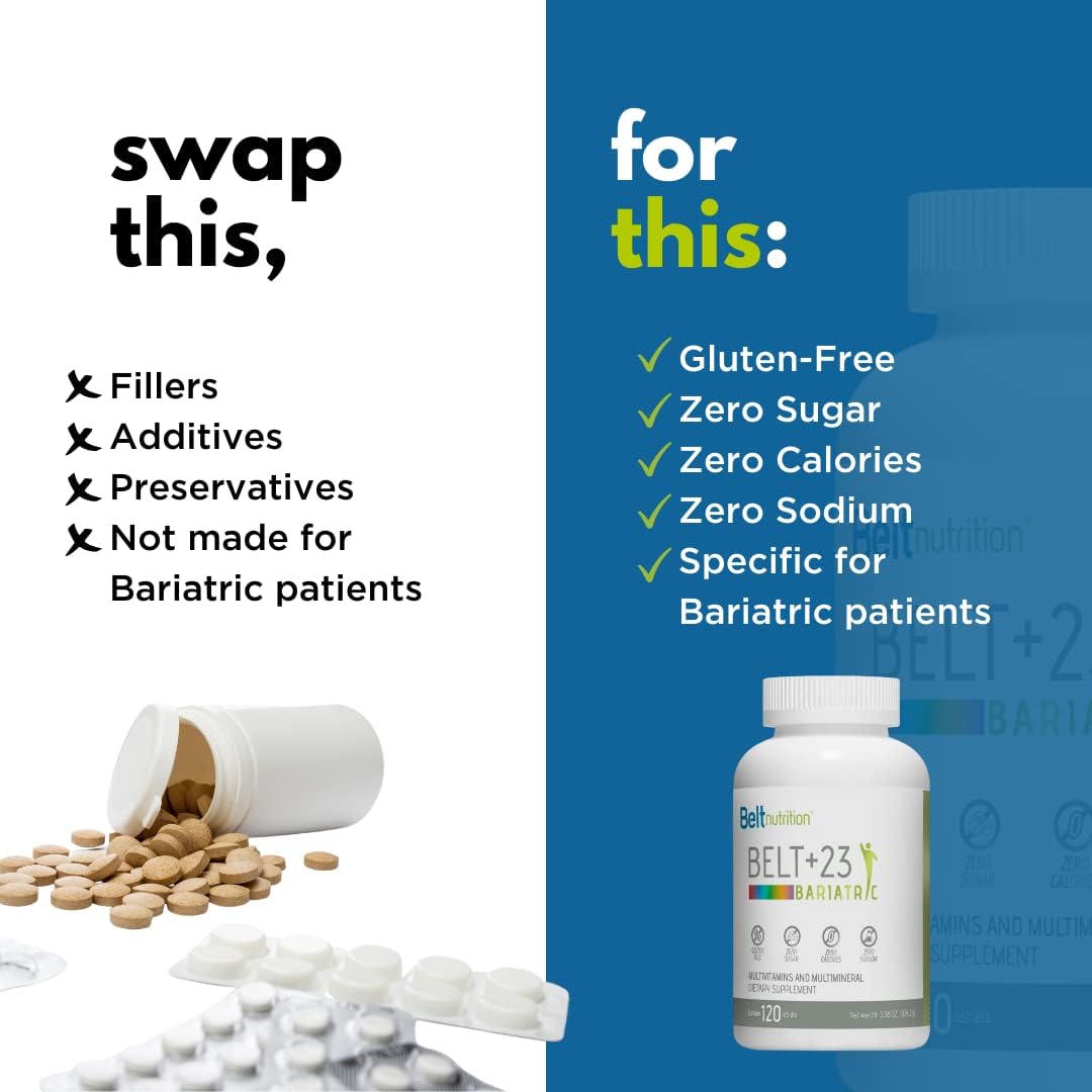 Bariatric Multivitamin with Iron for Gastric Bypass & Sleeve Gastrectomy - 1 Month Supply - No Flavor - Belt Nutrition +23
