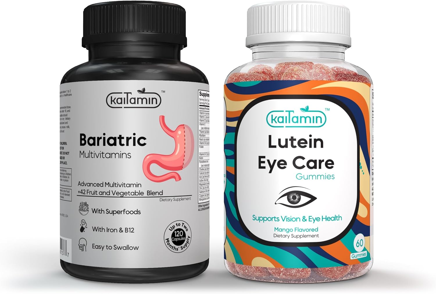 Bariatric Multivitamin with Iron, Lutein & Zeaxanthin - Fruit & Veggie Blend, Eye Protection Support - Post Surgery Bundle