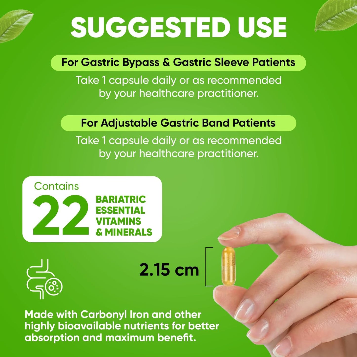 BariSlim Once Daily Bariatric Multivitamin Capsule with Iron - Post Bariatric Surgery Supplement - 30 Day Supply
