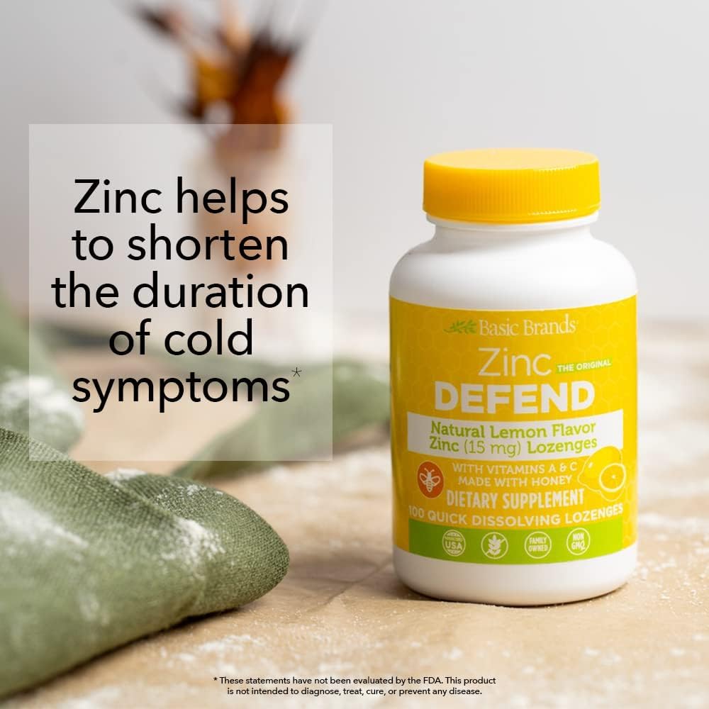 Basic Organics Zinc Lozenges - 100 Count Lemon Flavored - Basic Brands