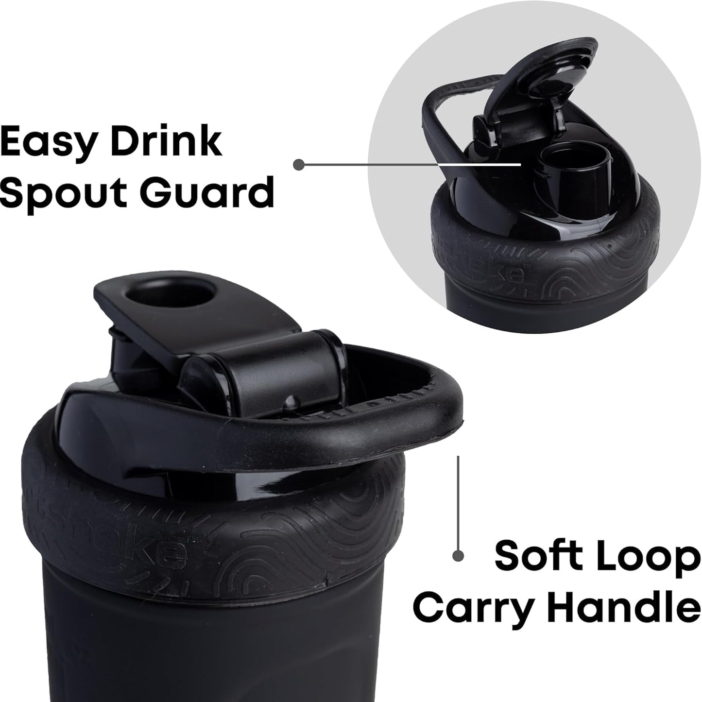 Batman Protein Shaker Bundle - 900ml Leakproof Stainless Steel Smartshake with 200ml Powder Storage