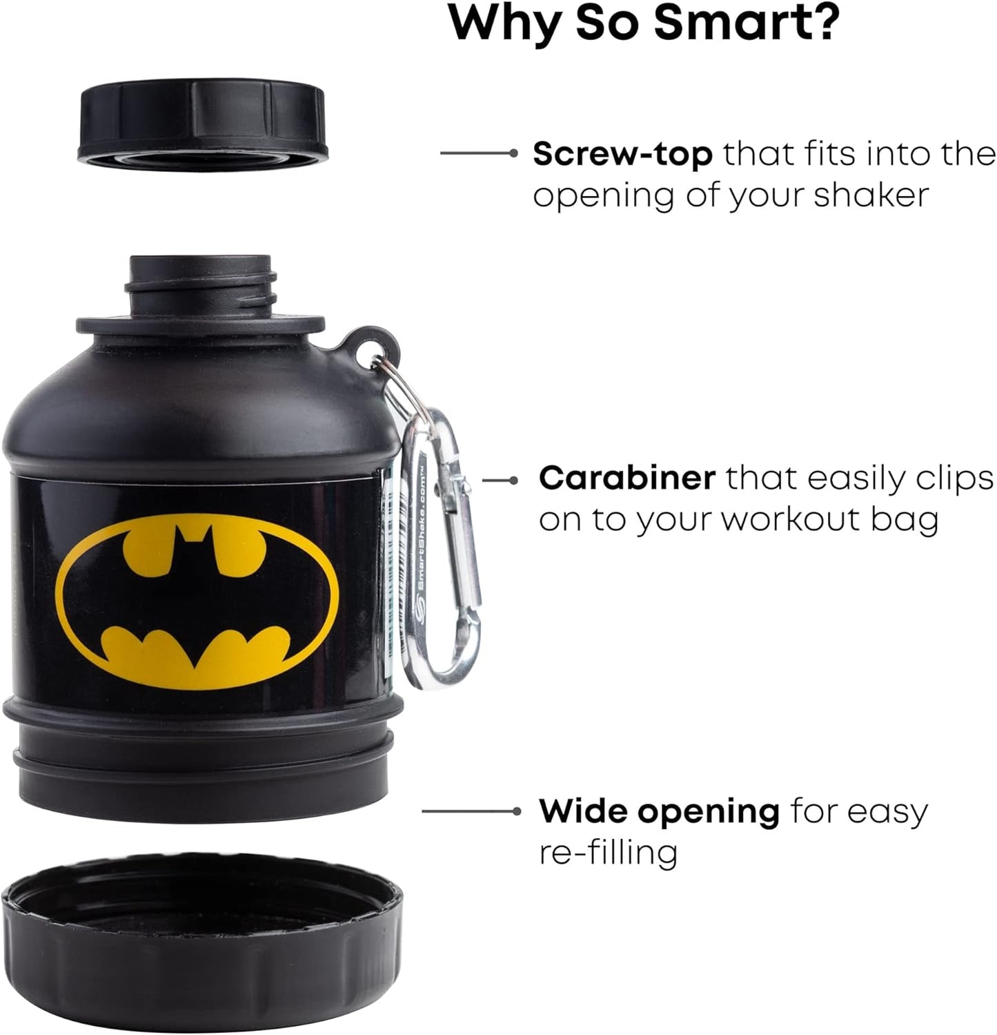 Batman Protein Shaker Bundle - 900ml Stainless Steel Water Bottle with Protein Powder Funnel