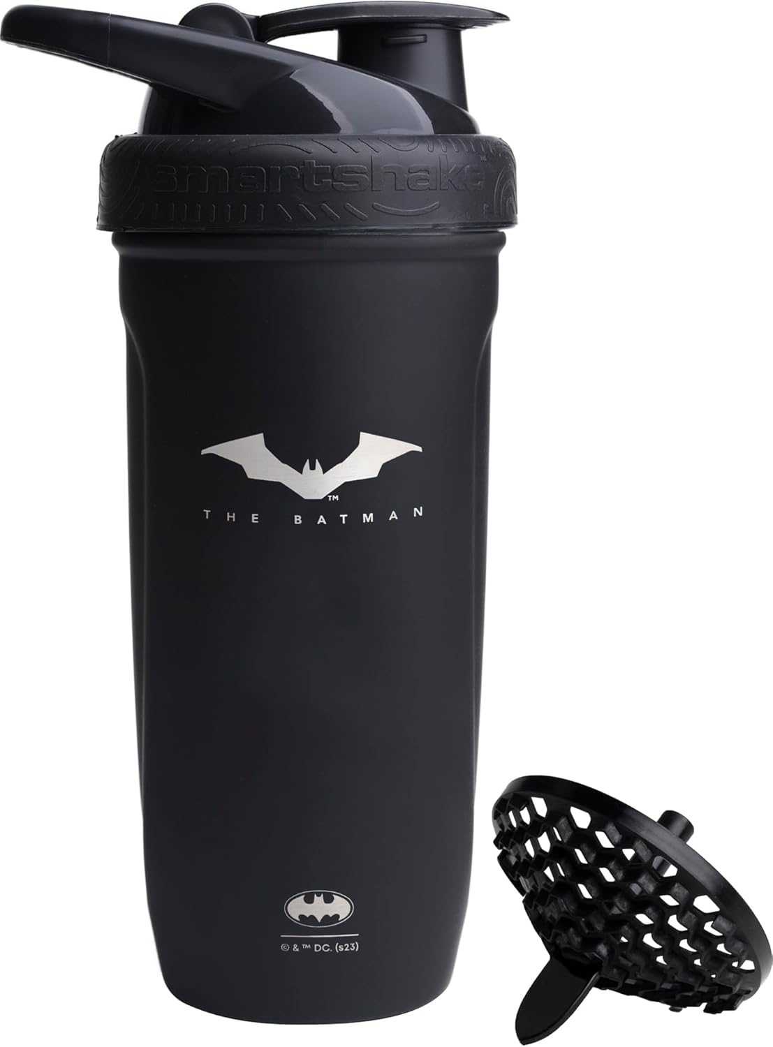 Batman Stainless Steel Protein Shaker Bundle with Funnel and Storage Containers - 900ml Shaker, 110ml Funnel, 200ml Containers