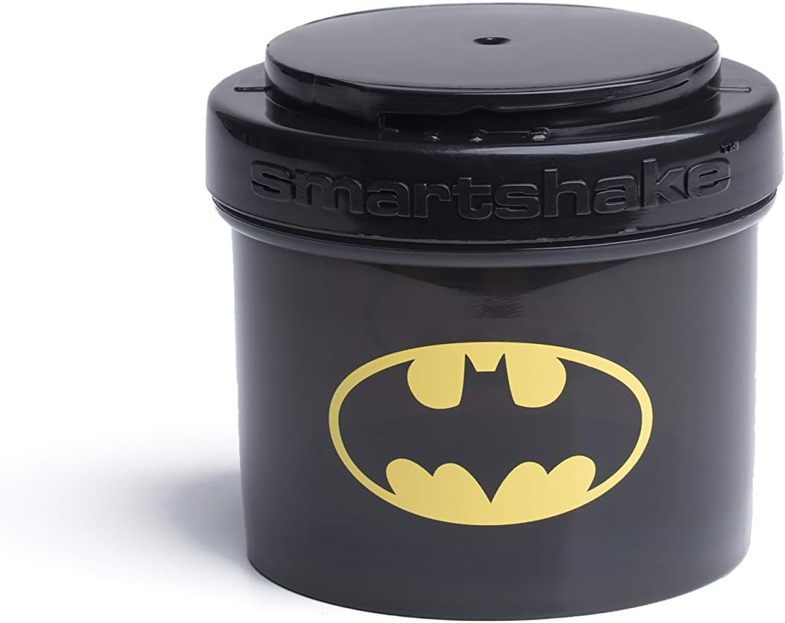 Batman Stainless Steel Protein Shaker Bundle with Funnel and Storage Containers - 900ml Shaker, 110ml Funnel, 200ml Containers