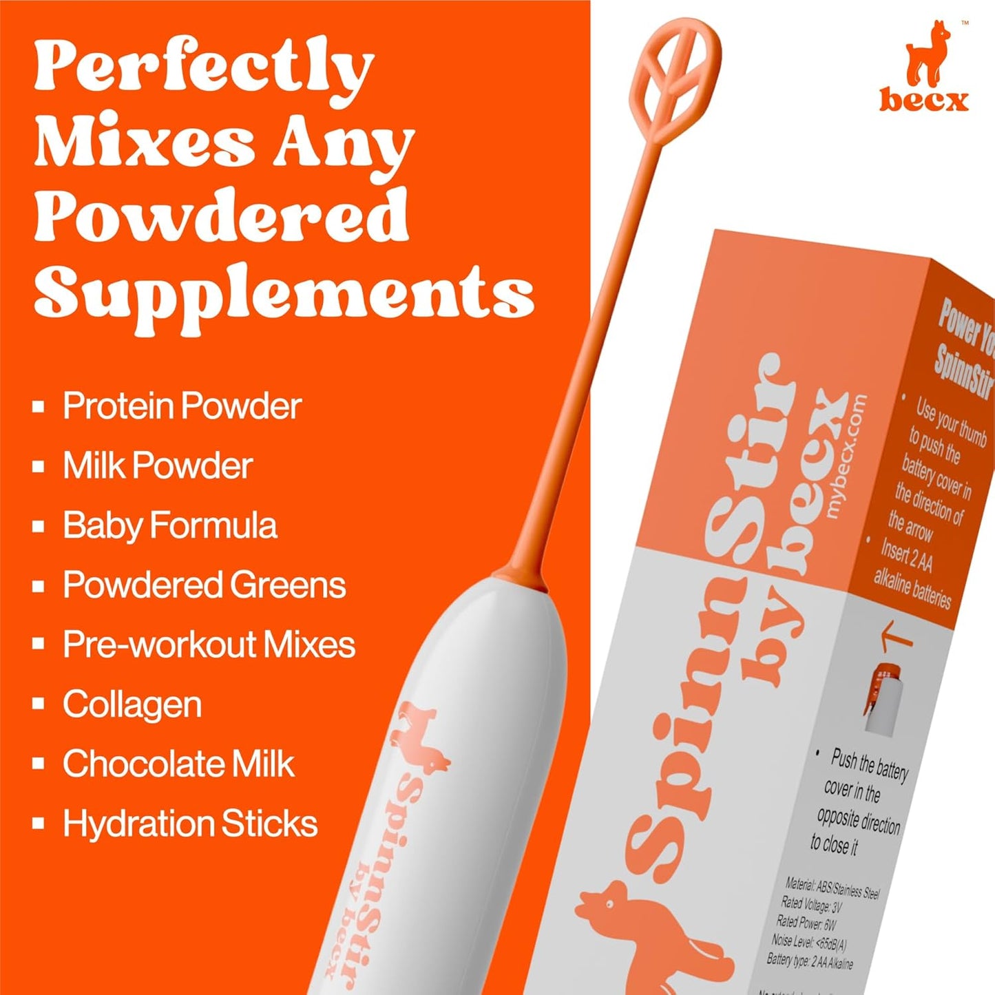 Becx Spinnstir Portable Handheld Drink Mixer for Protein Powder & Superfoods - Easy Clean & Less Mess - Green Color