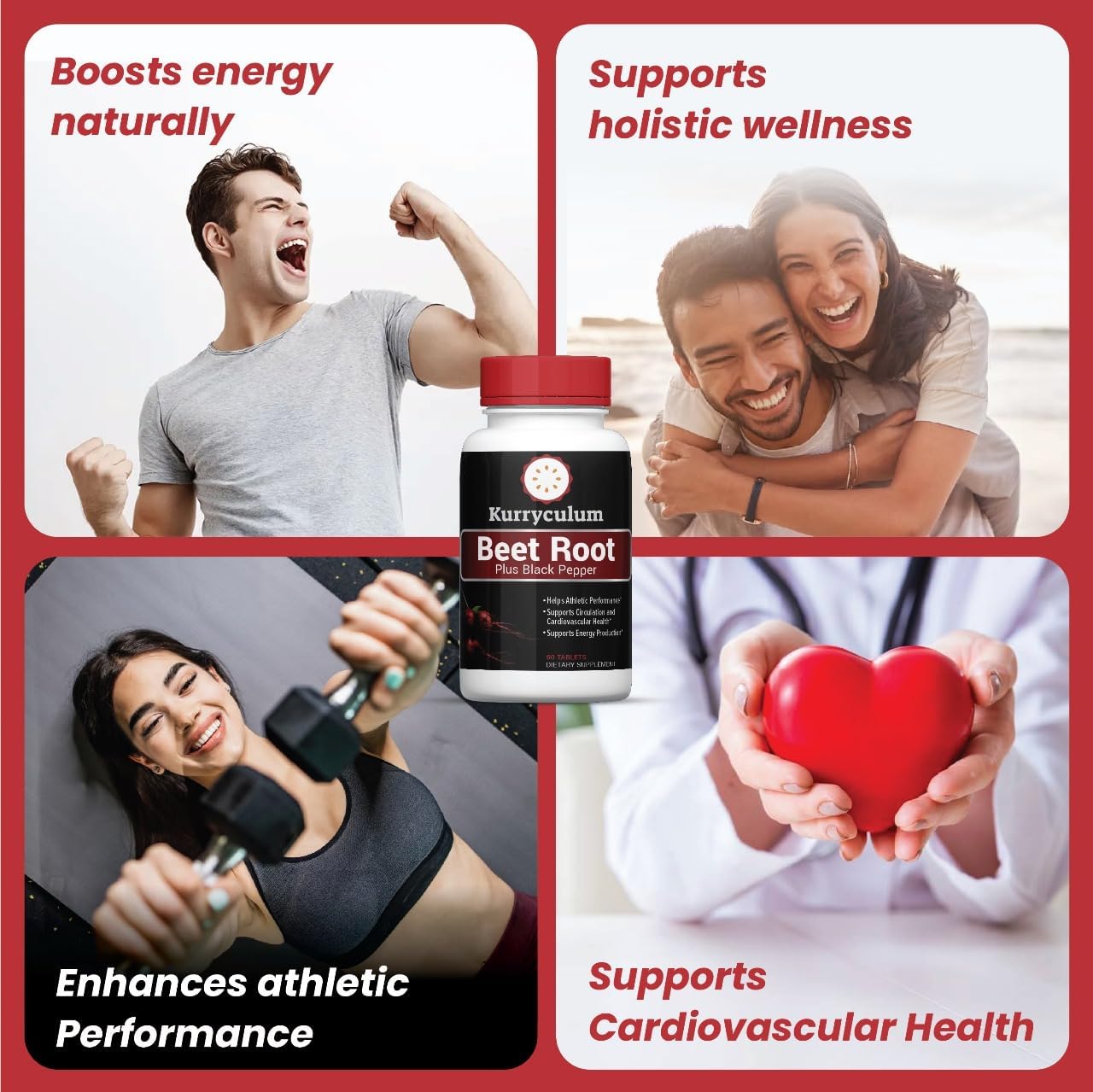 Beet Root and Black Pepper Dietary Supplement for Improved Athletic Performance, Circulation, and Energy Boost