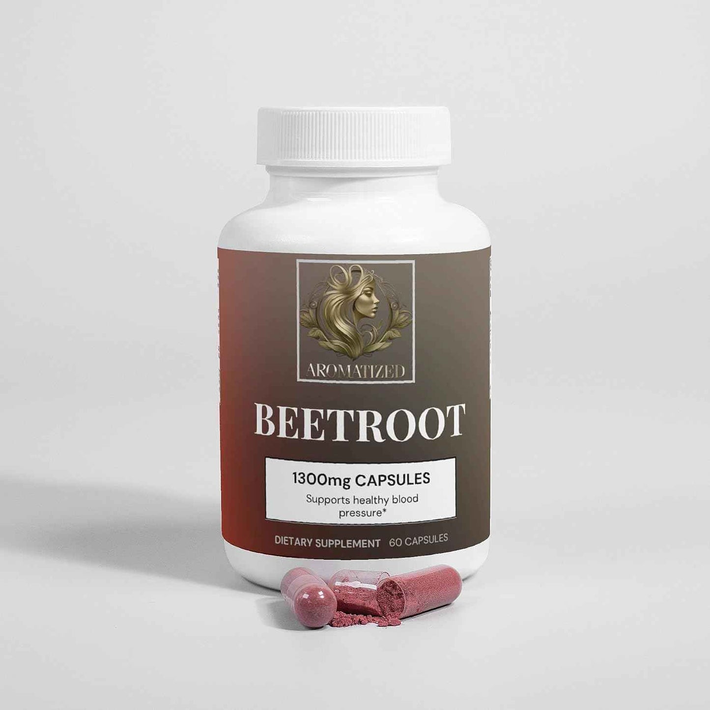 Beetroot Herbal Supplement, 60 Capsules - Blood Pressure, Cardiovascular Health Support, Vegan, 1300mg