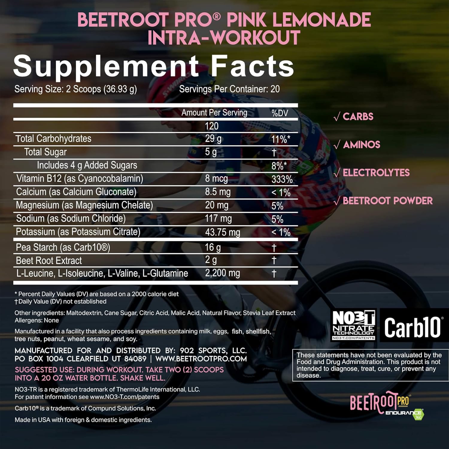 Beetroot Pro Intra-Workout Fuel Powder with Carb10 and Electrolytes - Stamina & Recovery Support with Beet Nitric Oxide