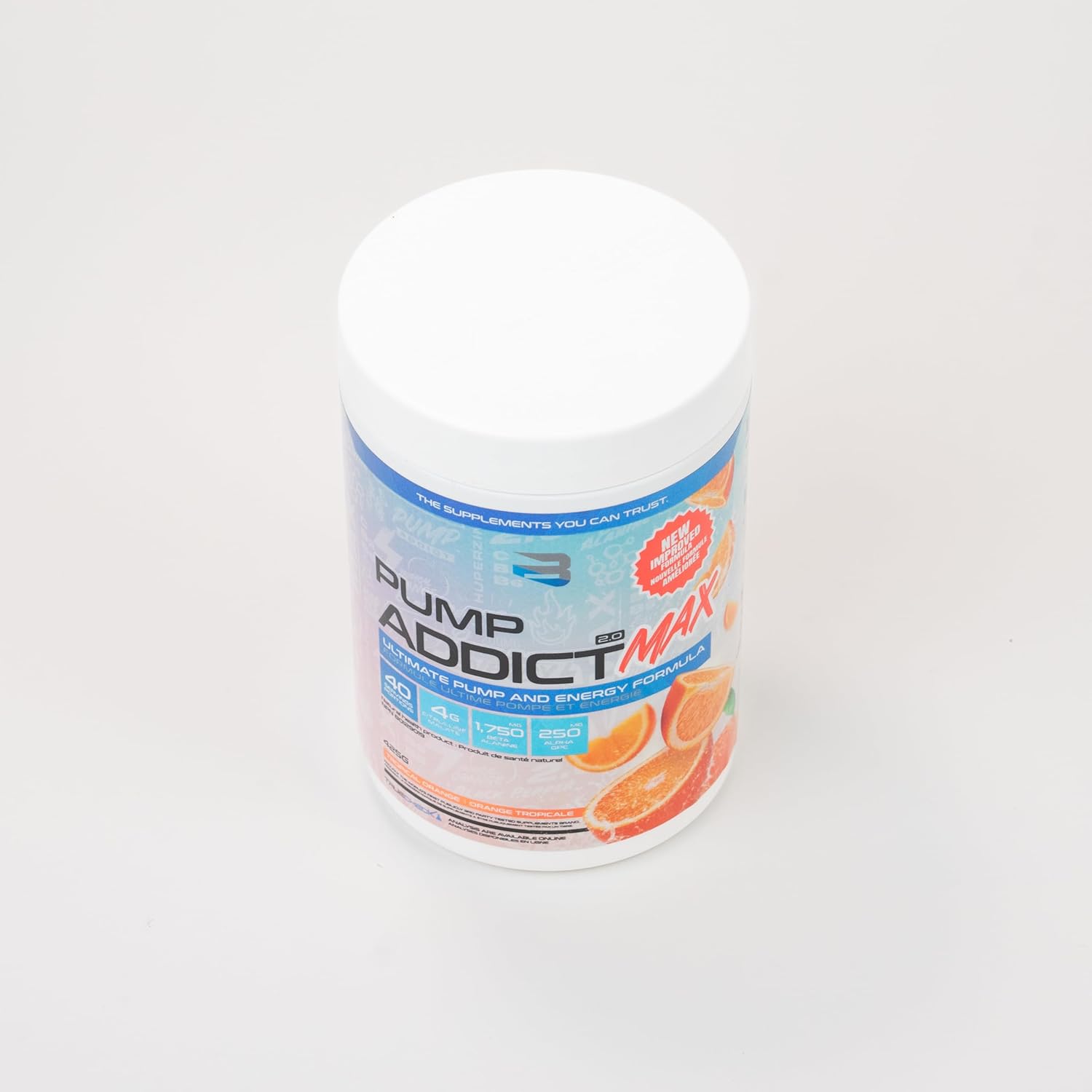 Believe Supplements Pump Addict Max Pre-Workout Powder - Boost Energy, Focus, Endurance - Tropical Orange - 40 Servings