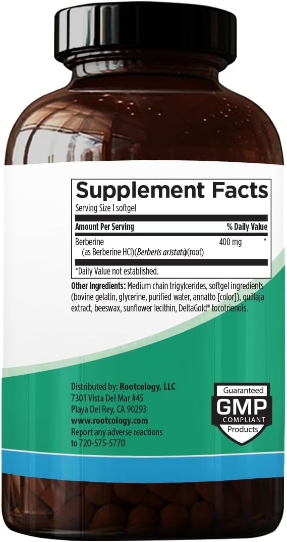 Berberine Softgels by Rootcology Dr. Izabella Wentz | Plant-Derived Cardiovascular Support | All-Natural Formulation | 60 Softgels