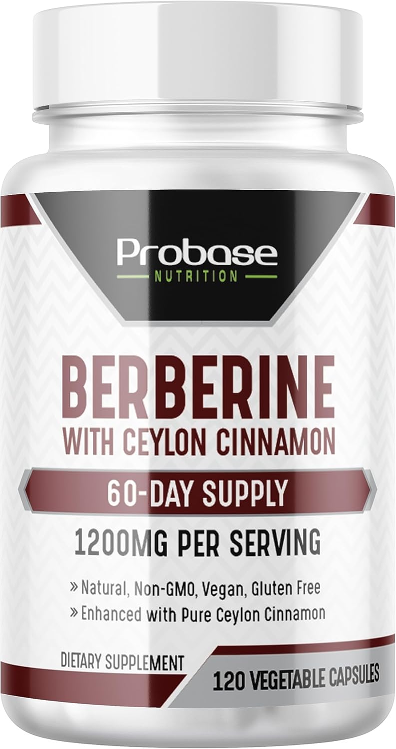 Berberine with Cinnamon Extract Capsules - Gluten Free, Vegan, 1200mg per Serving