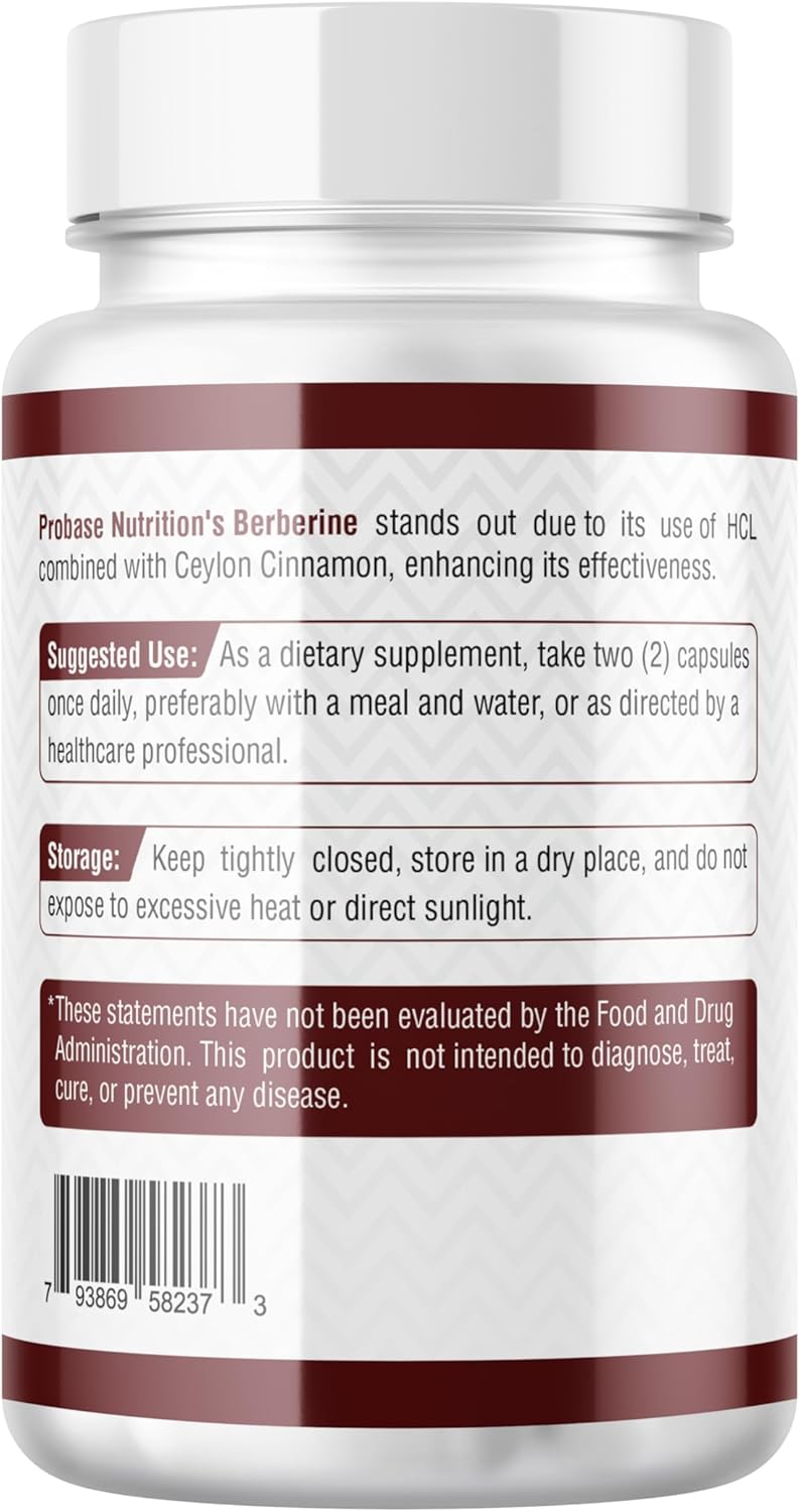 Berberine with Cinnamon Extract Capsules - Gluten Free, Vegan, 1200mg per Serving