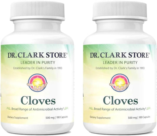 Bernard Jensen's Dr Clark Cloves Digestive Health Supplement - 100 Pure Gelatin Capsules, 500mg - Pack of 200