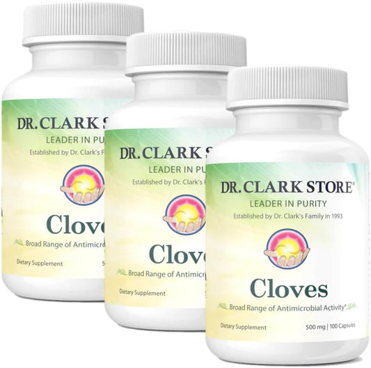 Bernard Jensen's Dr Clark Cloves Supplement for Natural Digestive Health - 500mg Gelatin Capsules (3 Pack)