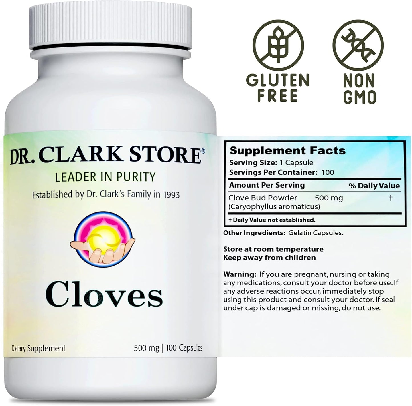 Bernard Jensen's Dr Clark Cloves Supplement for Natural Digestive Health - 500mg Gelatin Capsules (3 Pack)