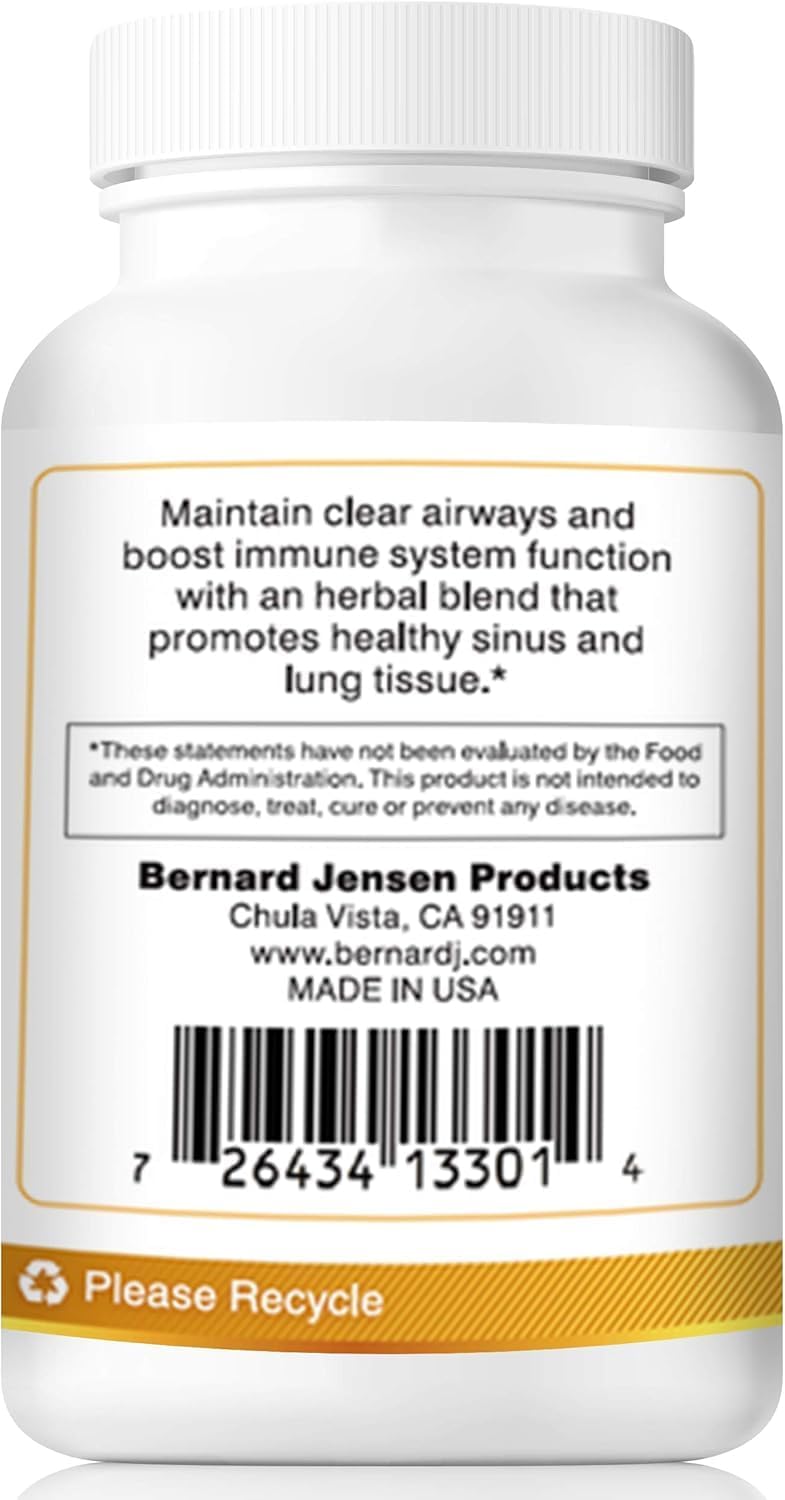 Bernard Jensen's Quick Airway Defense - Natural Lung Health Aid for Clear Breathing, Immune System Booster - 60 Plant-Based Capsules