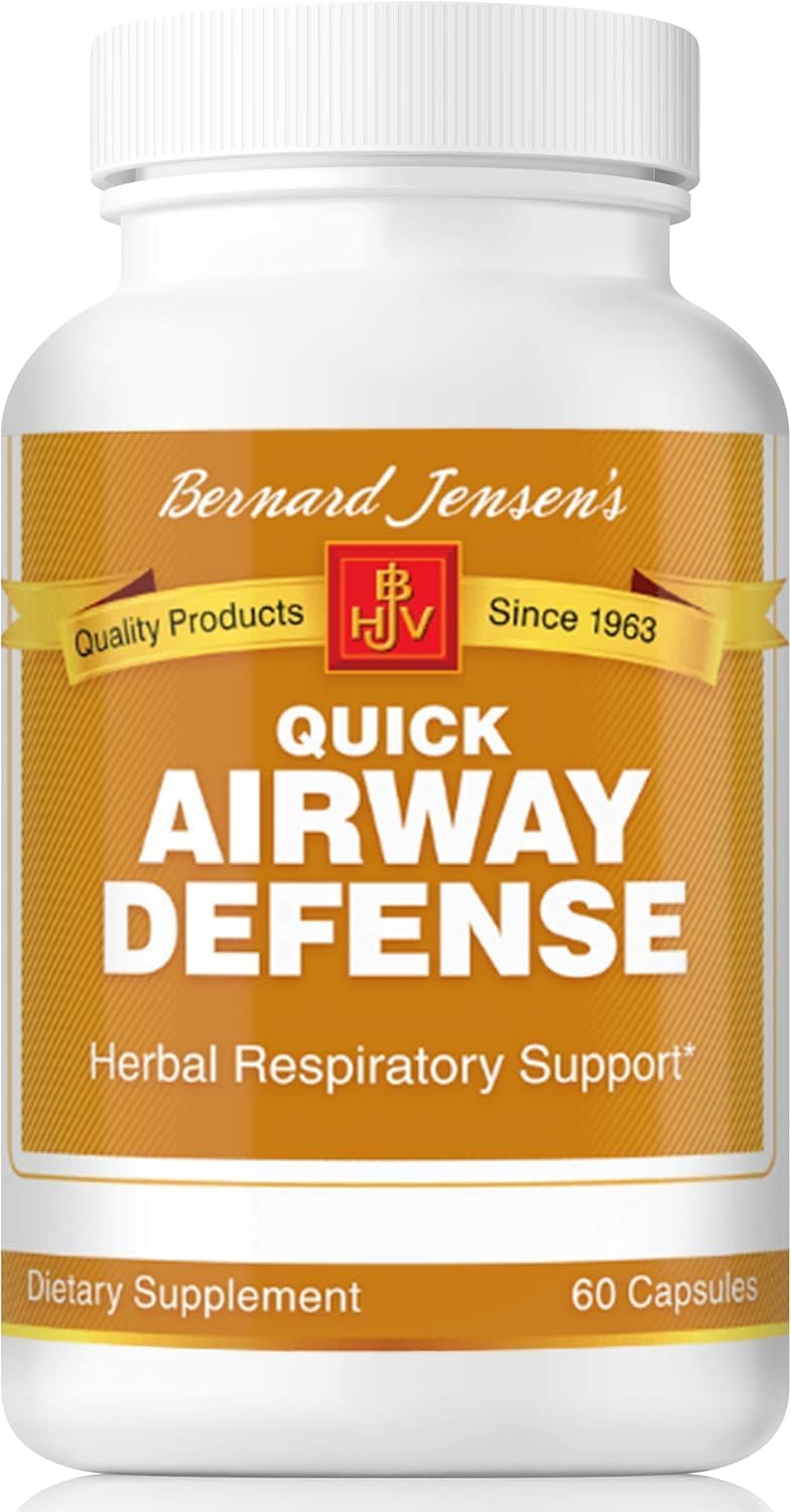 Bernard Jensen's Quick Airway Defense - Natural Lung Health Aid for Clear Breathing, Immune System Booster - 60 Plant-Based Capsules