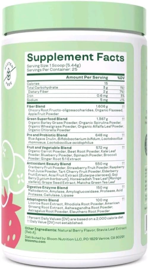 Berry Bloom Nutrition Greens and Superfoods Powder - 4.8oz