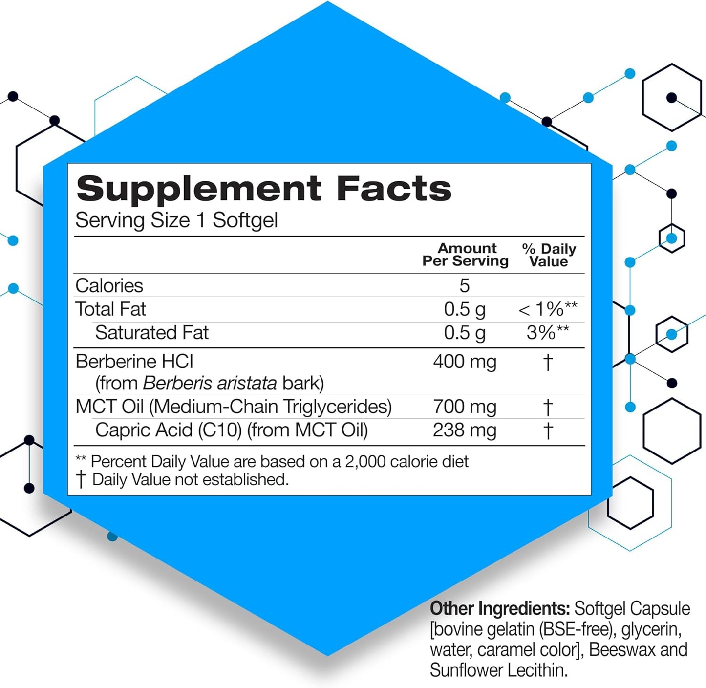BetiVite Berberine Glucose Support with MCT Oil for Optimal Absorption - 90 Soft gels
