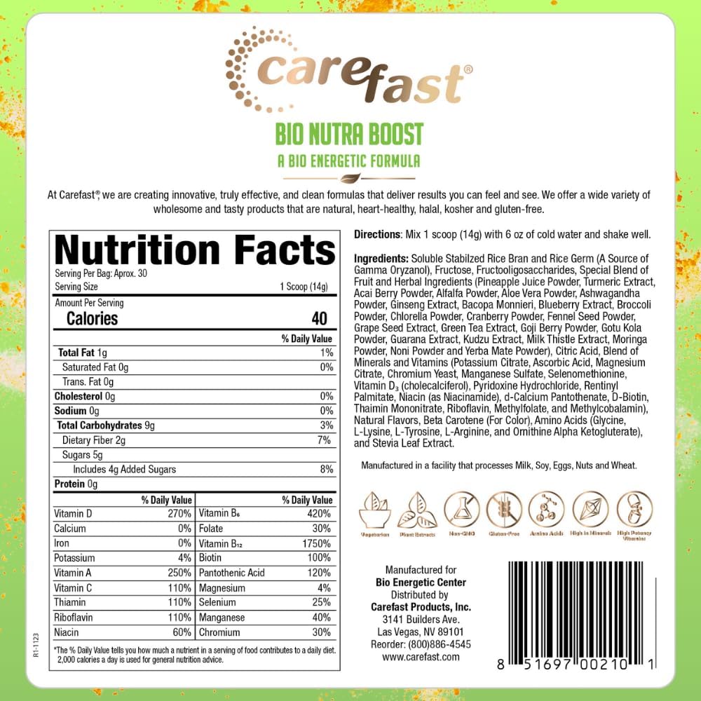 Bio Nutra Boost⢠Nutritional Drink Mix | Supports Mind and Body Well-Being | 55+ Whole Food Nutrients with 120+ Vitamins, Minerals, Antioxidants