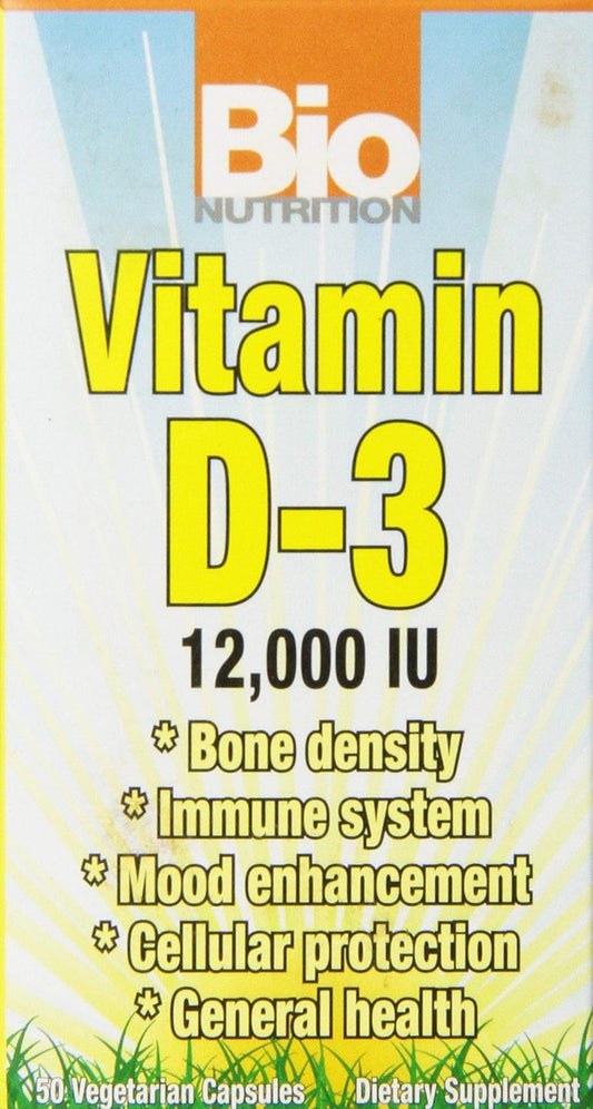 Bio Nutrition High Potency Vitamin D3 12000 IU Vegetarian Capsules, 50 Count