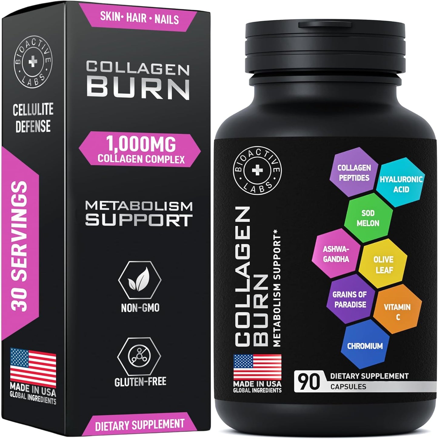 BIOACTIVE LABS Thermogenic Multi Collagen Burn and Bariatric Multivitamin with Iron - Health and Wellness Bundle