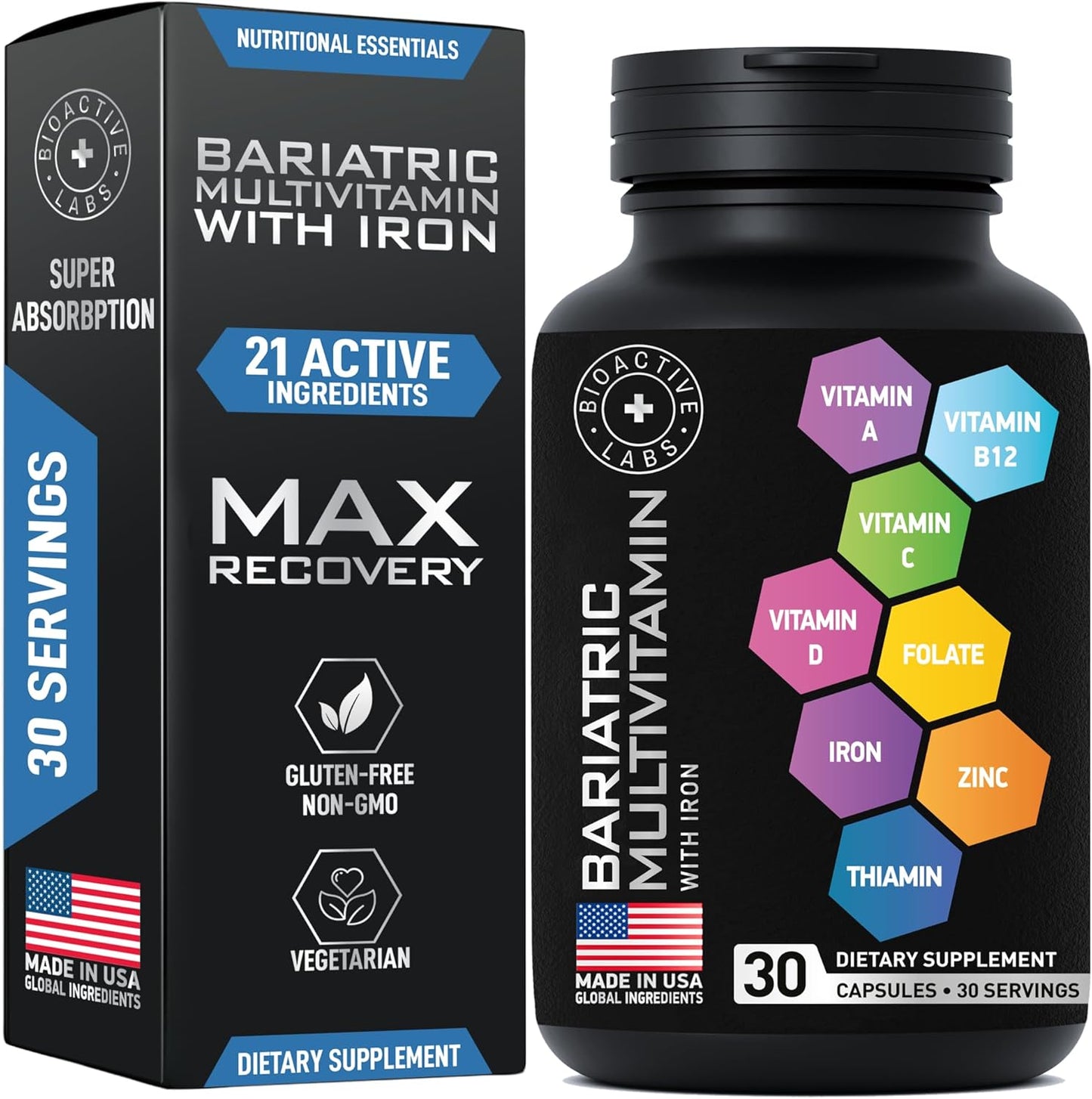 BIOACTIVE LABS Thermogenic Multi Collagen Burn and Bariatric Multivitamin with Iron - Health and Wellness Bundle