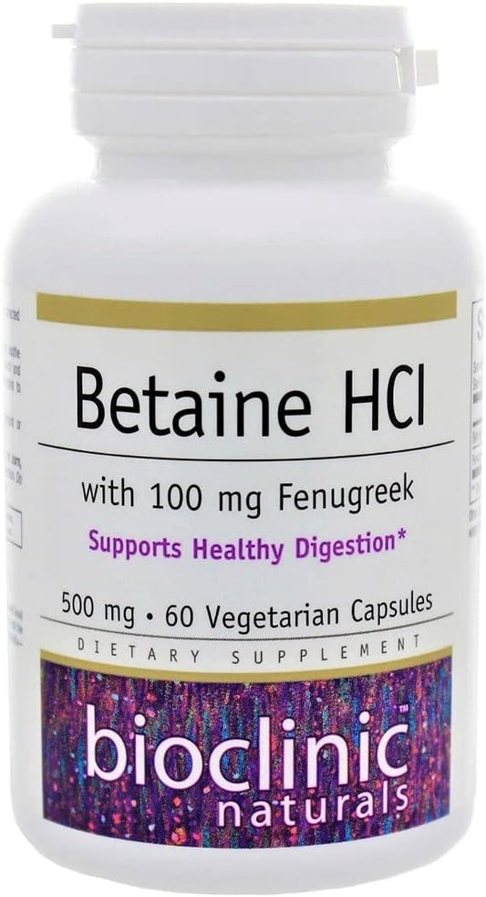 Bioclinic Naturals Betaine HCL with Fenugreek Capsules - 60 Vegetarian Capsules