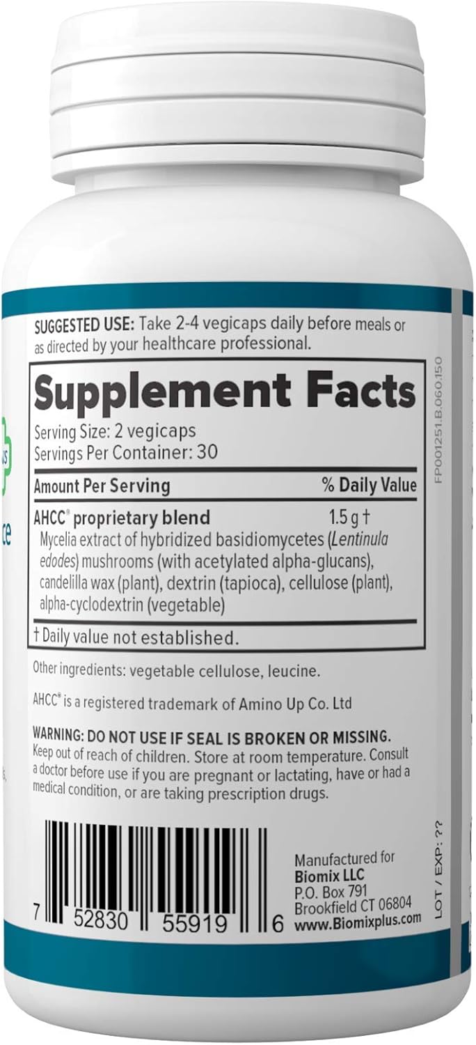 Biomix Immune Support Supplement AHCC 750-60 Capsules - Boost Your Immune System Fast!