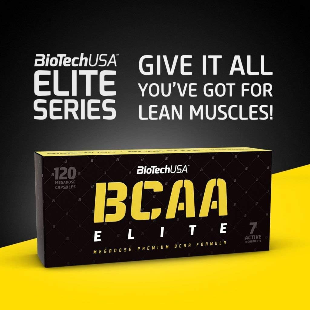 BioTechUSA Elite Series BCAA Capsules - Amino Acid Supplement with L-Leucine, L-Isoleucine, and L-Valine - 120 Capsules
