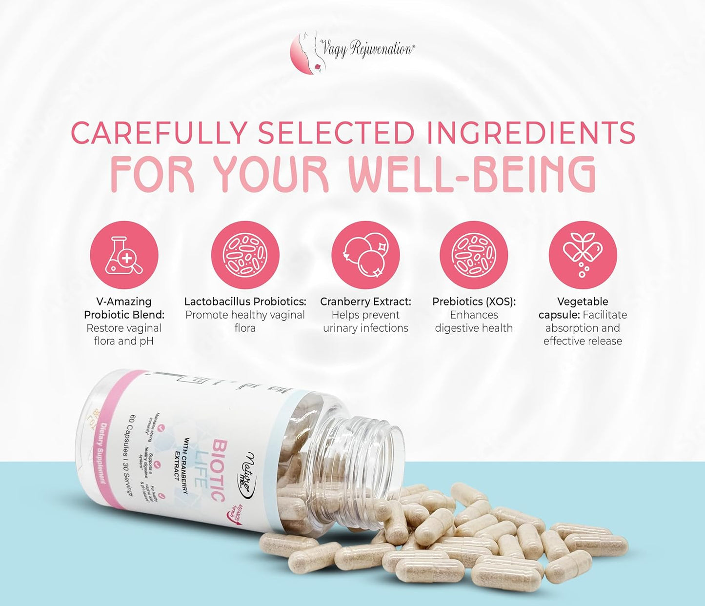 BioticLife Probiotic for Women - Supports Vaginal, Digestive & Urinary Health - 60 Capsules with Prebiotics & Cranberry Extract