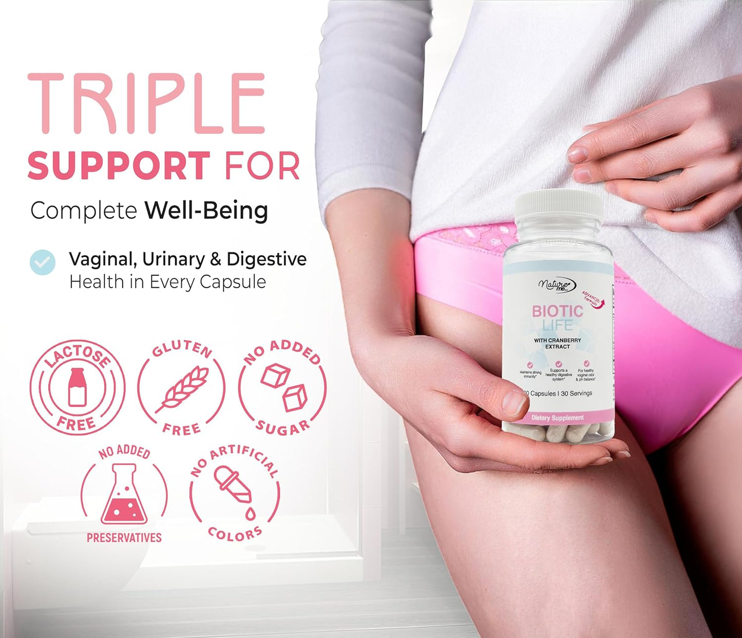BioticLife Probiotic for Women - Supports Vaginal, Digestive & Urinary Health - 60 Capsules with Prebiotics & Cranberry Extract