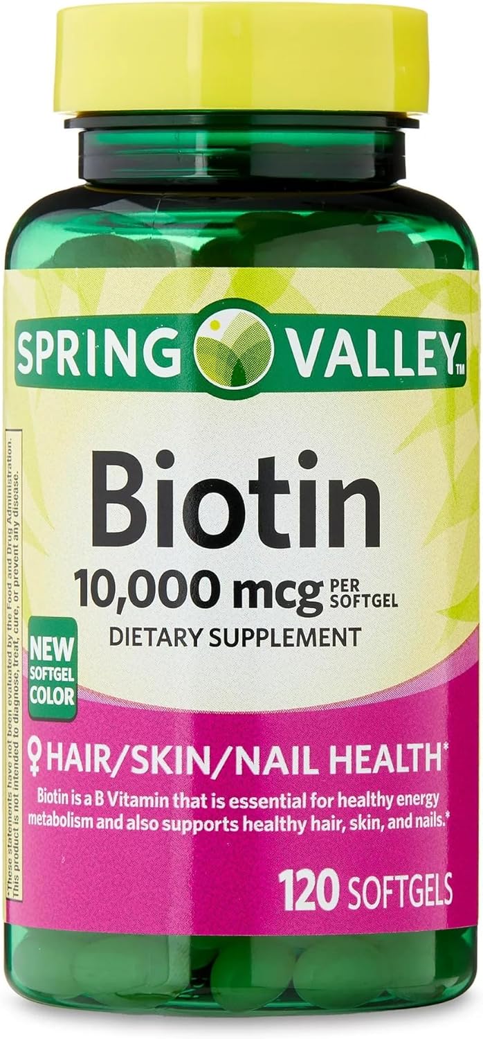 Biotin 10,000 mcg Softgels for Hair, Skin, Nails - 120 Count Dietary Supplement