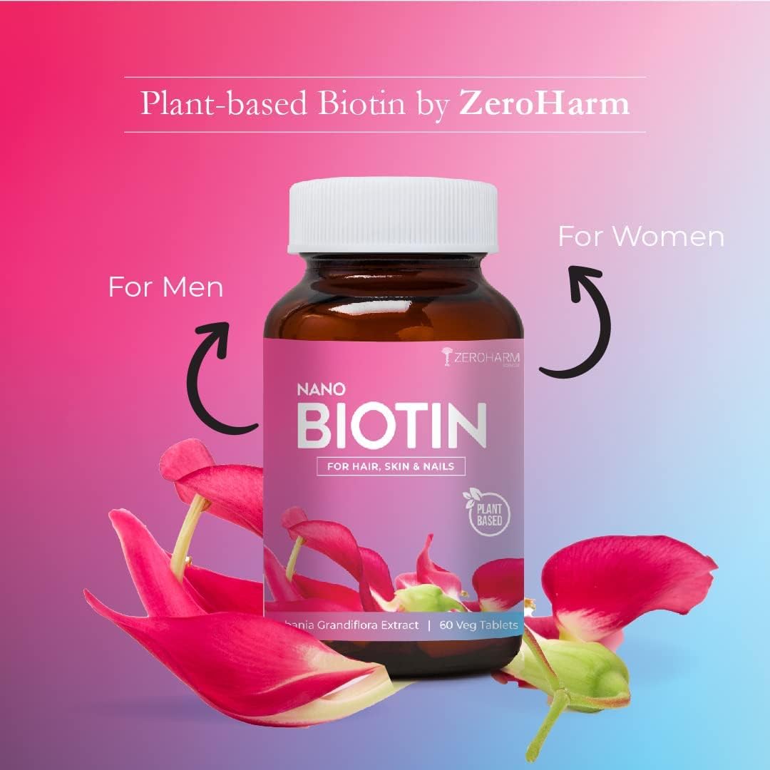 Biotin Tablets for Hair, Skin, and Nails - Vitamin B7 Supplement for Men and Women - Promotes Hair Growth - 60 Tablets with No Side Effects