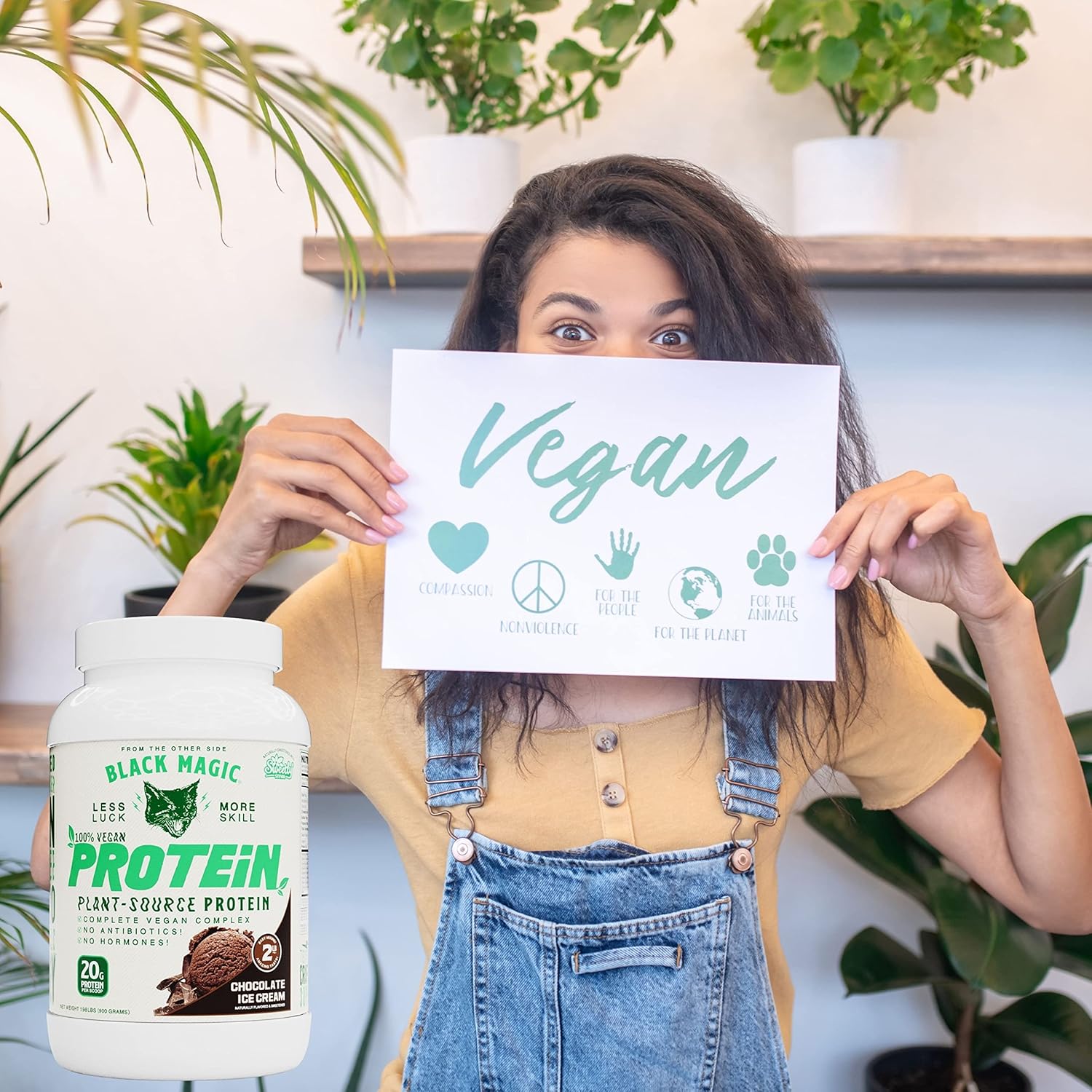 Black Magic Multi-Source Protein Bundle: Whey, Egg, Casein Complex with Enzymes & MCT Powder - Vegan Choco Ice Cream Flavor - 24g Protein - 2LB + Key Chain