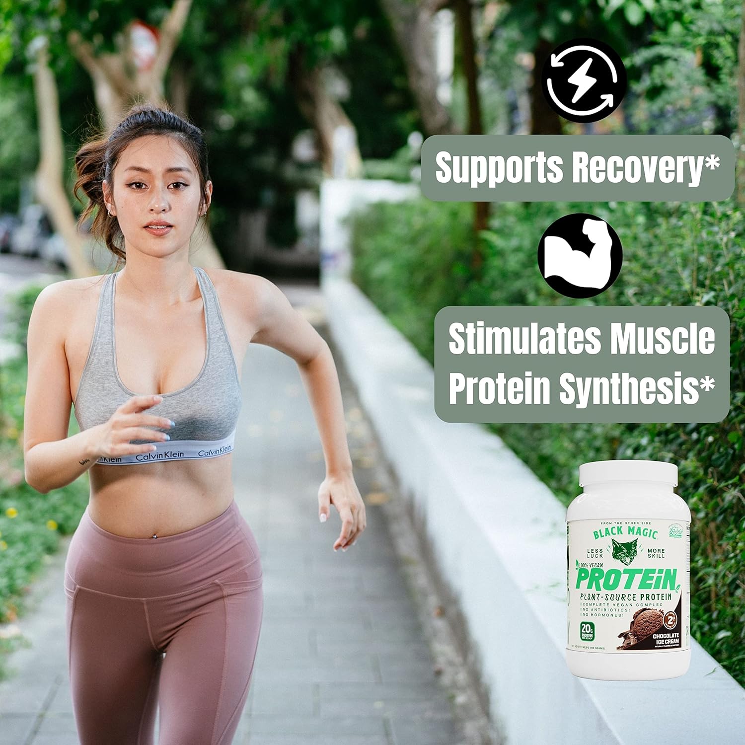 Black Magic Multi-Source Protein Bundle: Whey, Egg, Casein Complex with Enzymes & MCT Powder - Vegan Choco Ice Cream Flavor - 24g Protein - 2LB + Key Chain