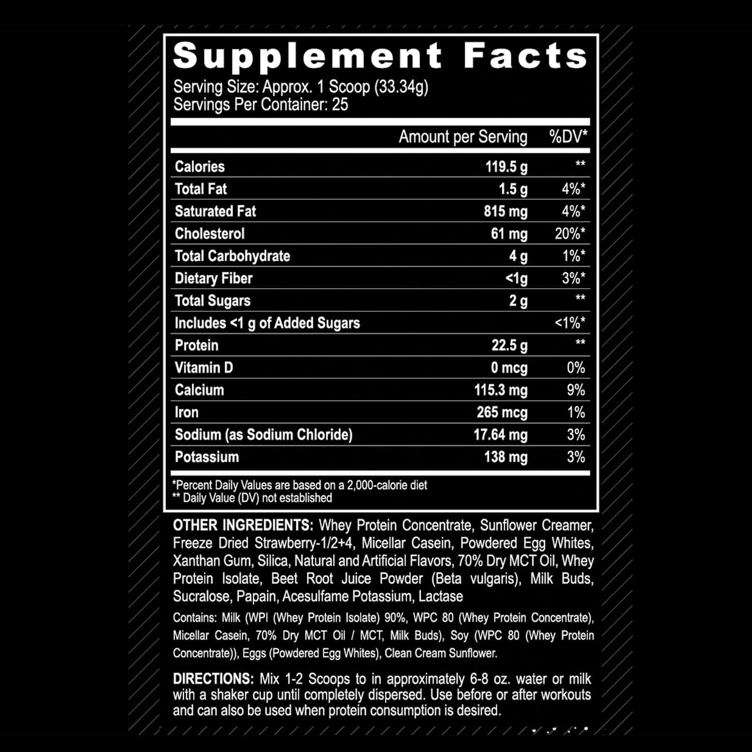 Black Magic Protein Powder - Whey, Egg, & Casein Complex with Enzymes & MCT - Pre & Post Workout - Strawberry Ice Cream - 24g Protein - 2 LB