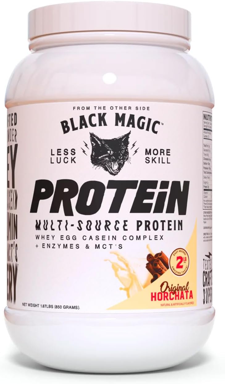 Black Magic Supply Multi-Source Protein Powder - 2LB Horchata Flavor - 23g Protein Blend for Pre and Post Workout - Whey, Egg Albumin, Casein, MCTs