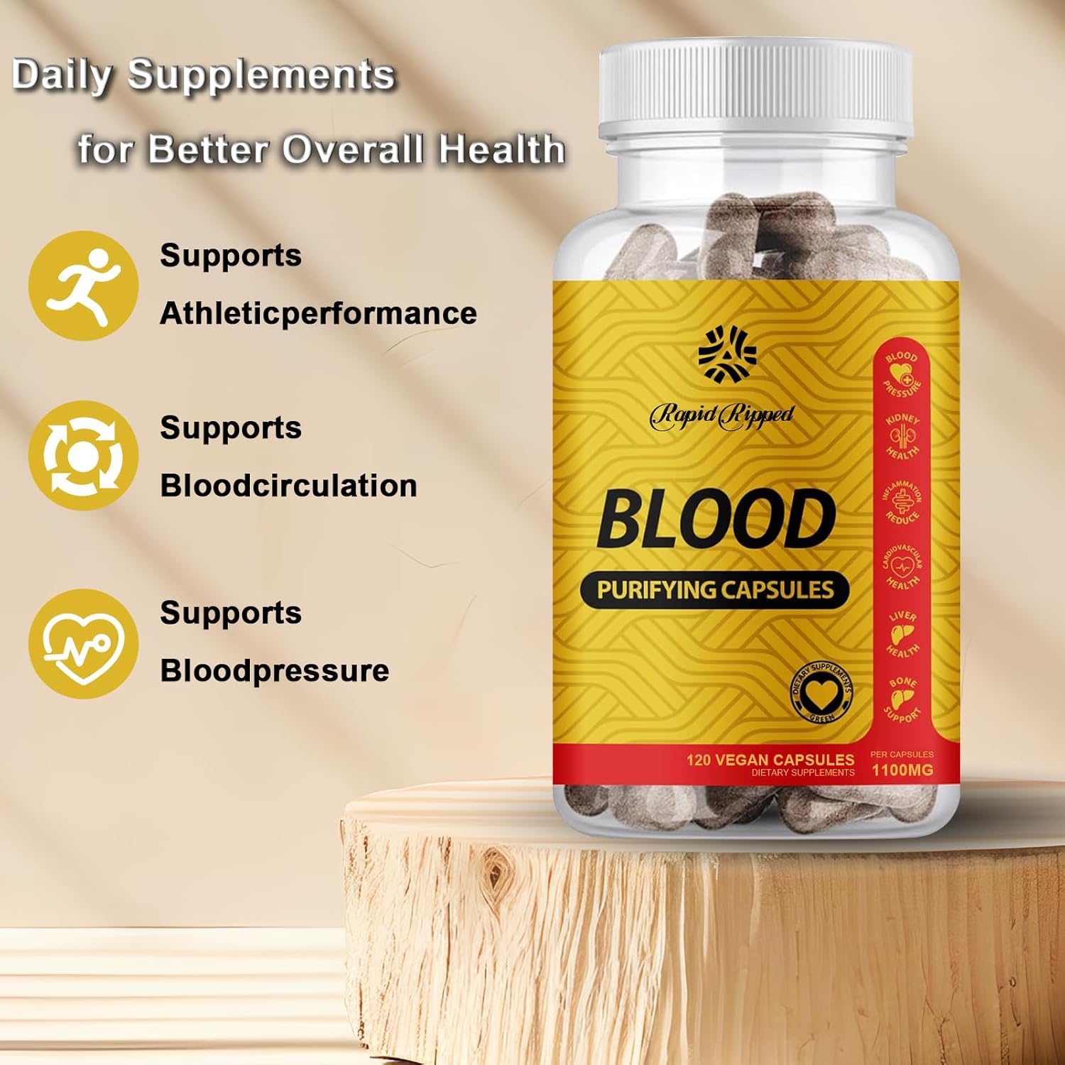 Blood Purifying Capsules - Herbal Supplement for Kidney and Liver Health - 100 Capsules (2PCS)