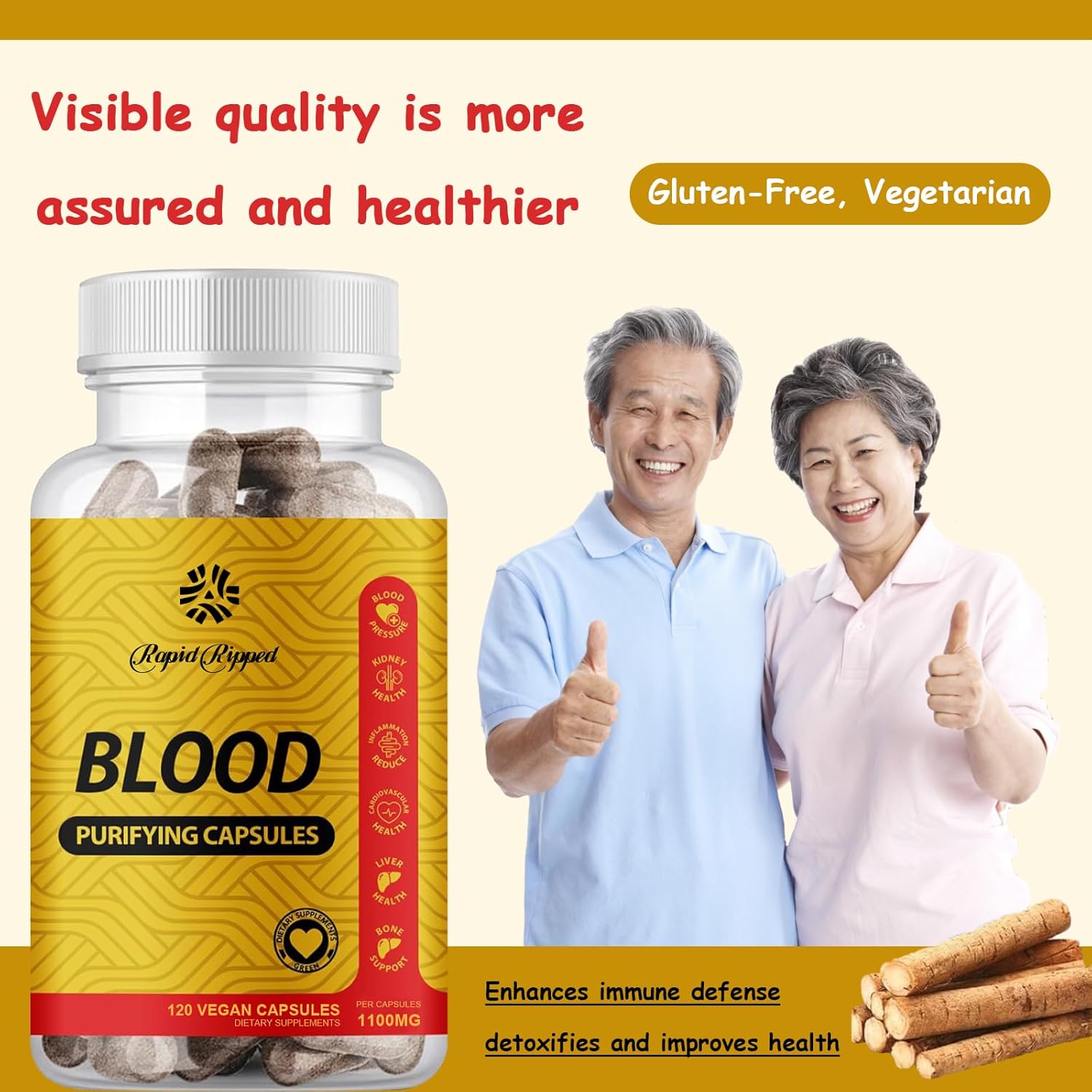 Blood Purifying Capsules - Herbal Supplement for Kidney and Liver Health - 100 Capsules (2PCS)