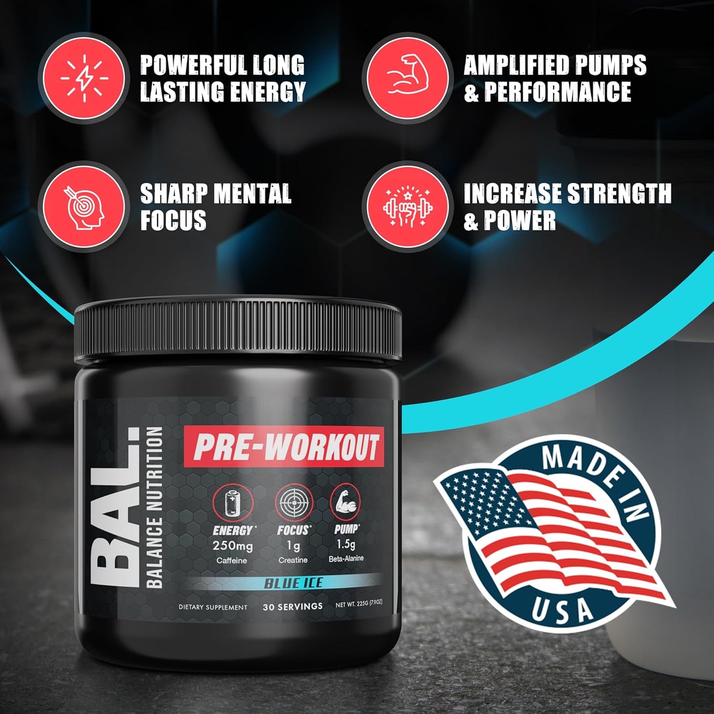 Blue-Ice Balance Nutrition Pre-Workout Supplement - 30 Servings
